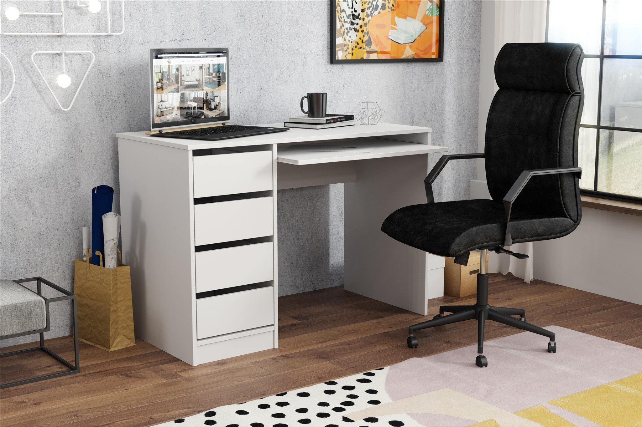 Fun Möbel Schreibtisch Bürotisch Computertisch Tisch A700, 110x55x77 cm