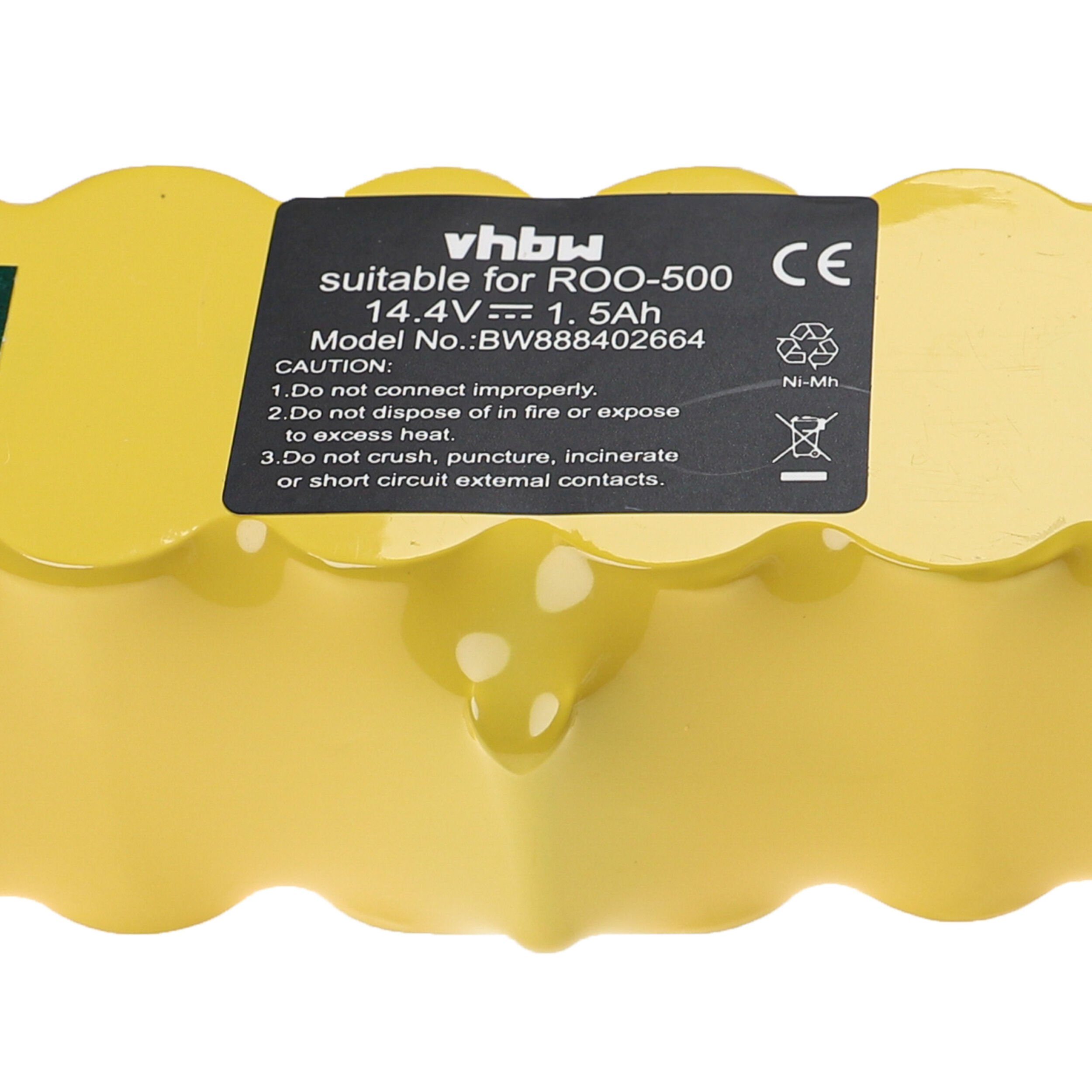vhbw kompatibel mit Klarstein 1500 mAh NiMH Staubsauger-Akku Veluce R290 (14,4 V) Cleanfriend
