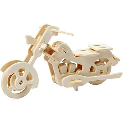 Creotime Schatzkiste Holzpuzzle 3D-Figur zum Zusammensetzen, Motorrad