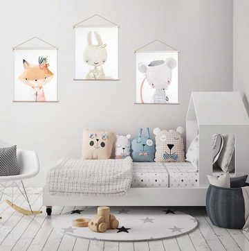 artissimo Poster Textil-Poster 40x50cm Wandteppich Bild Kinderzimmer Babyzimmer Hase