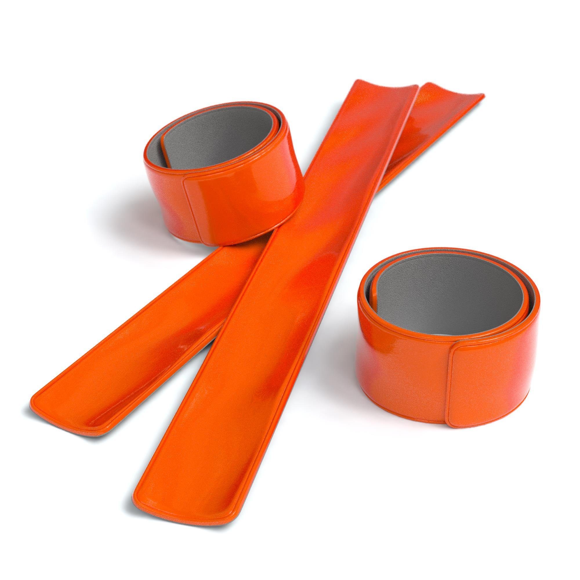 EAZY CASE Fahrradreflektor 6er Set Schnapp-Leuchtarmbänder, Jogging Reflektoren Schnapparmband Neon Laufband reflektierend Orange