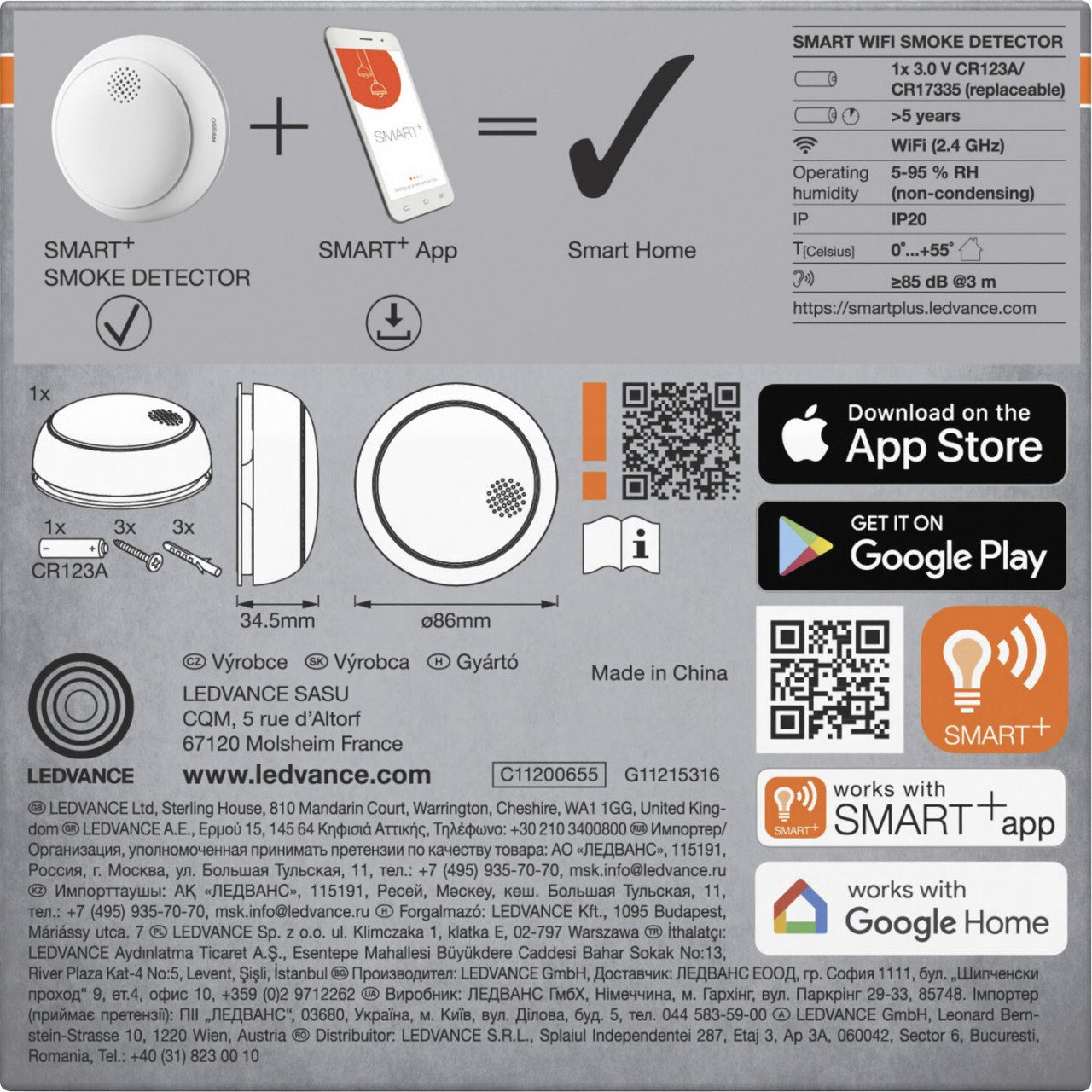 Osram Osram Rauchmelder Smart+ Sensor WiFi weiß Rauchmelder