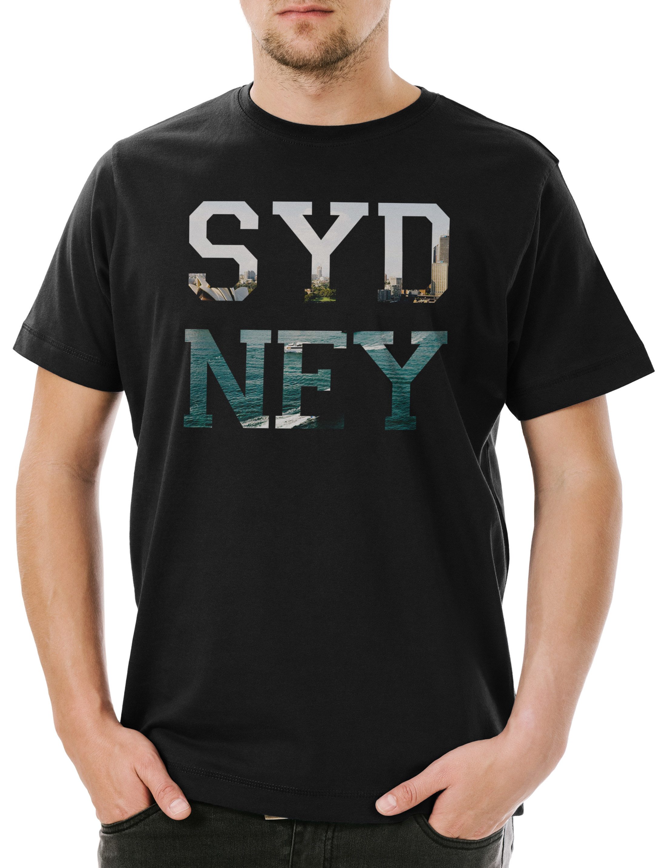 Print-Shirt Sydney Herren T-Shirt Skyline Australien Australia Backpacker Stadt
