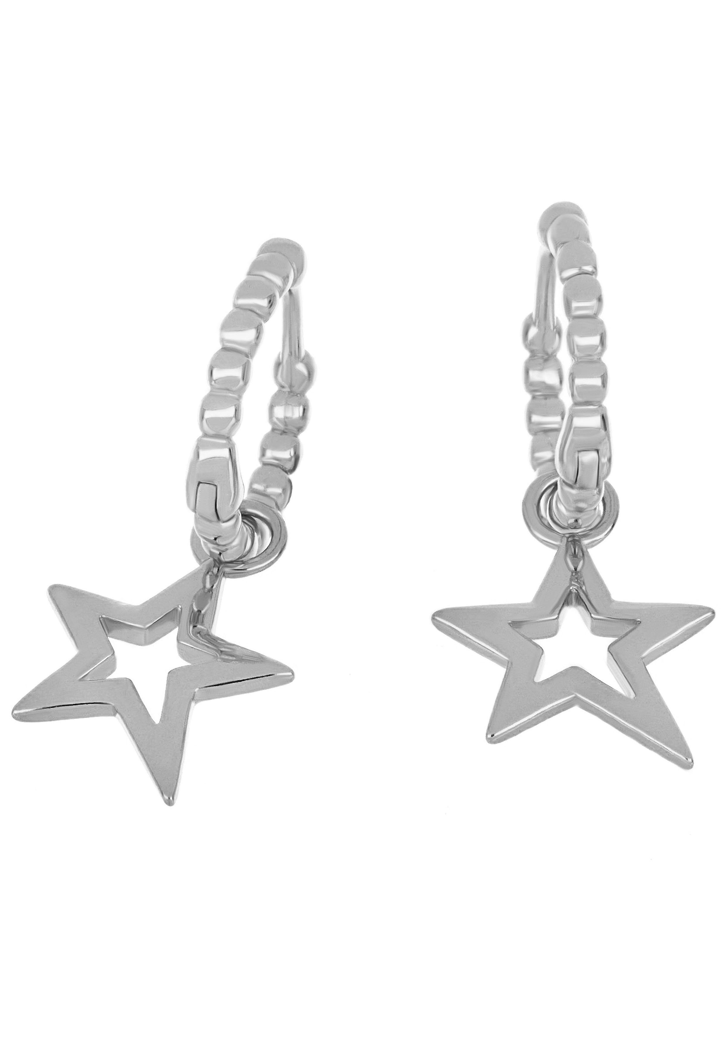 Paar Creolen Schmuck Geschenk Silber 925 Ohrschmuck Sterne