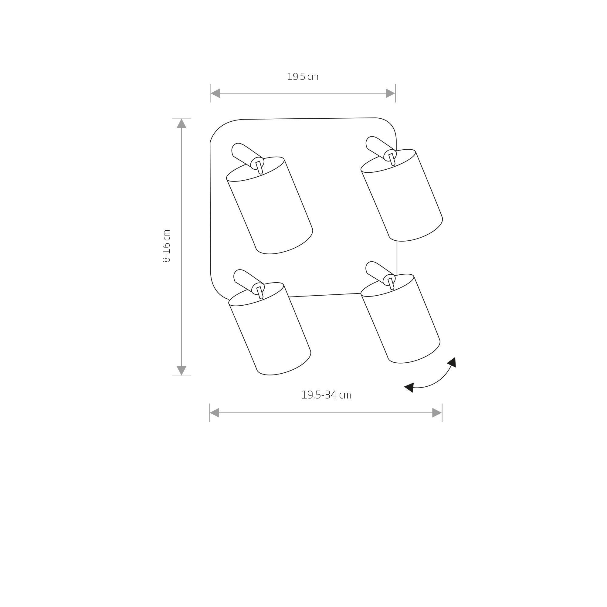 Licht-Erlebnisse Deckenstrahler EYE, ohne Leuchtmittel, Spot Strahler Modern Schwarz Metall GU10 4-flammig Flur