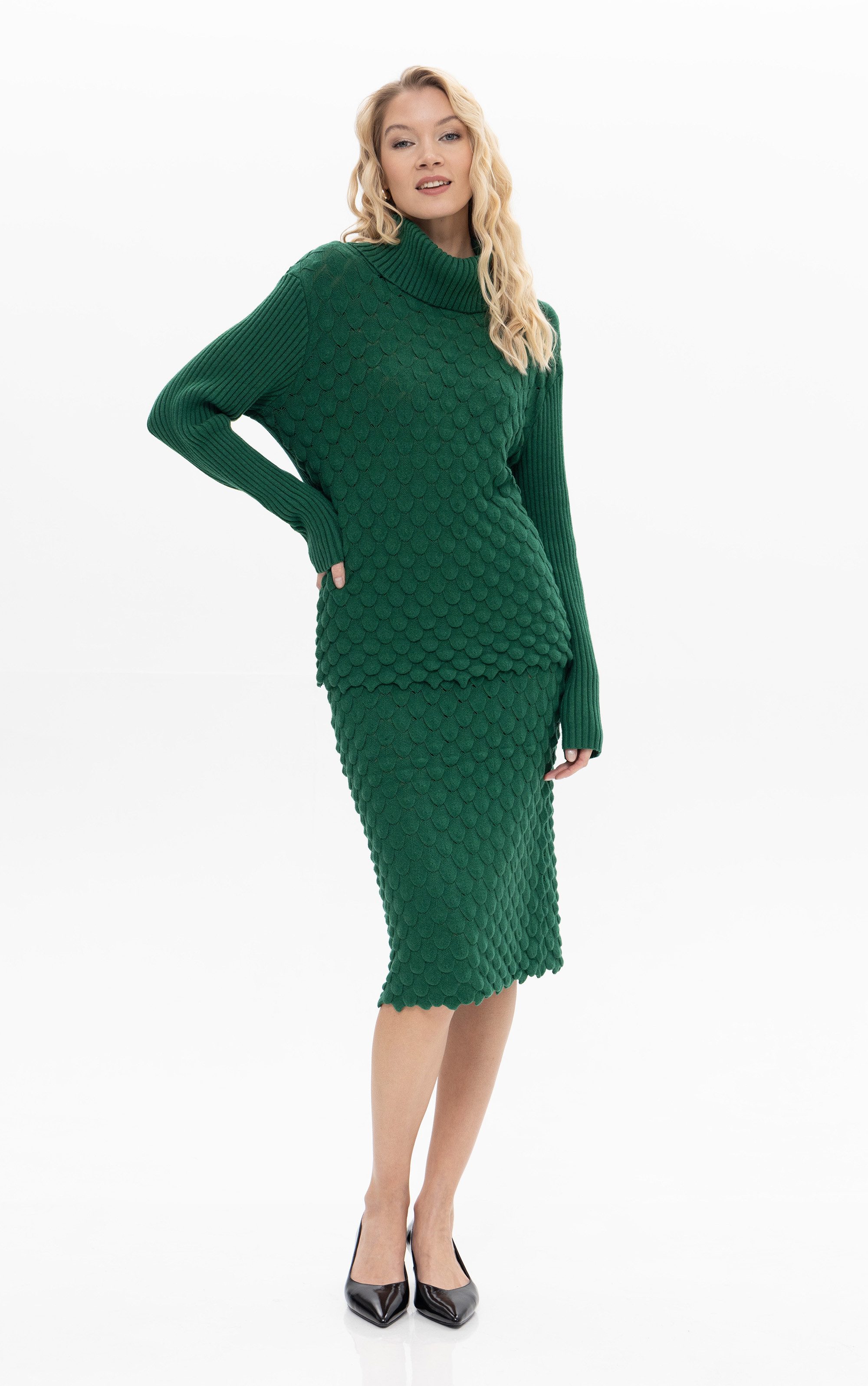 Passioni Bleistiftrock aus strukturiertem Strick günstig online kaufen