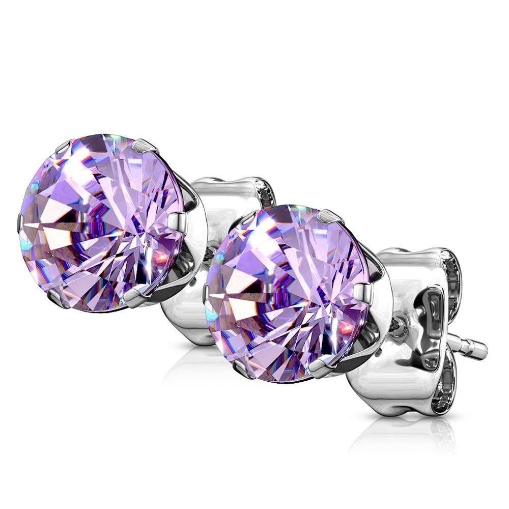 Ohrring-Set Tanzanite - Ohrstecker Zirkonia Silber aus Edelstahl Damen