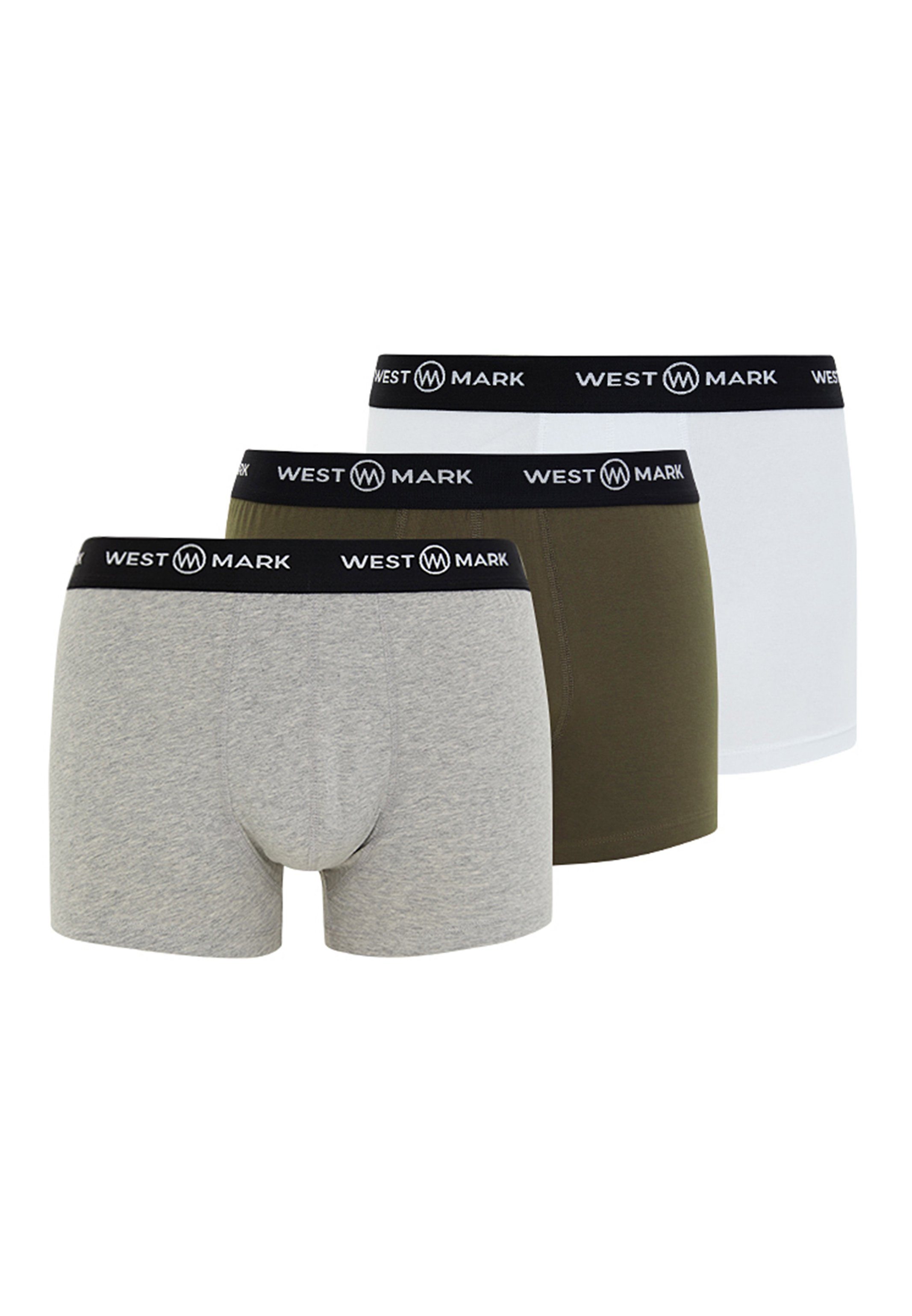 Retro / WESTMARK Pack LONDON Grey Pant Baumwolle (Spar-Set, Oscar Eingriff / Retro / Khaki - - - 3-St) Ohne Short Boxer Melange 3er White