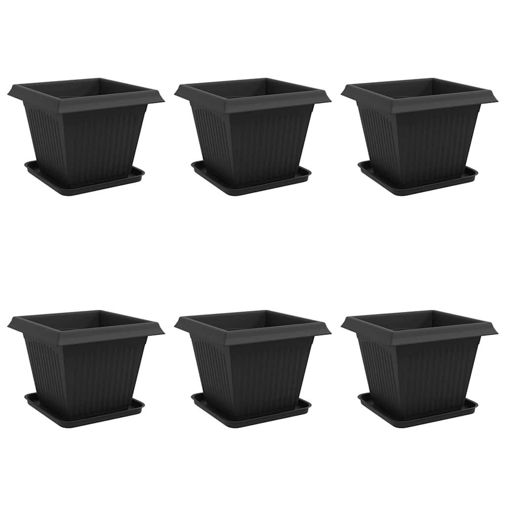vidaXL Blumentopf Blumentöpfe 6 stk. Schwarz Kunststoff (6 St)