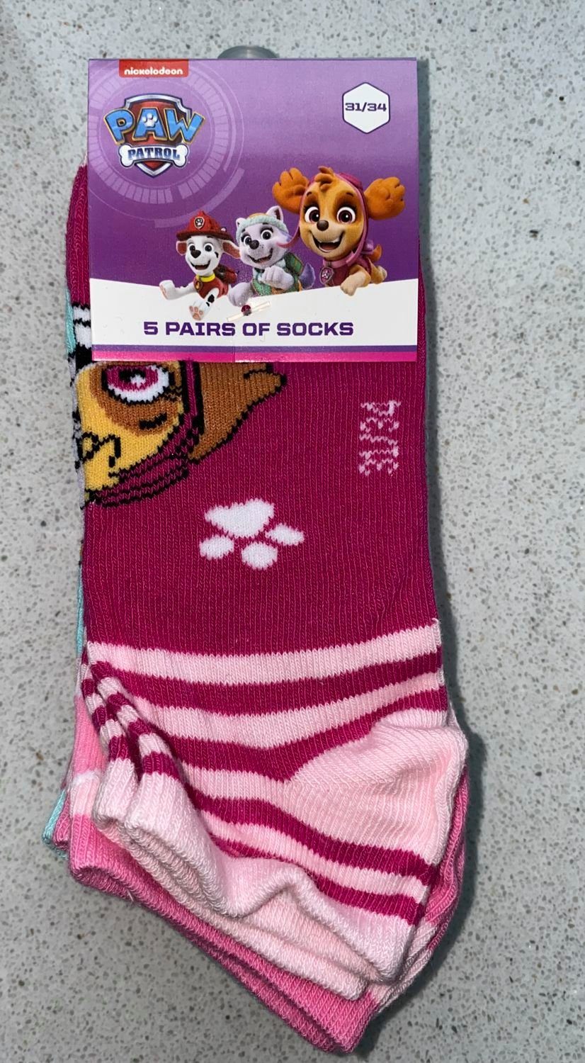 PAW PATROL Feinsocken 5x PAW PATROL Mädchen Socken kurze Strümpfe Sneakersocken Mädchenstrümpfe Gr.27/30 31/34 35/38