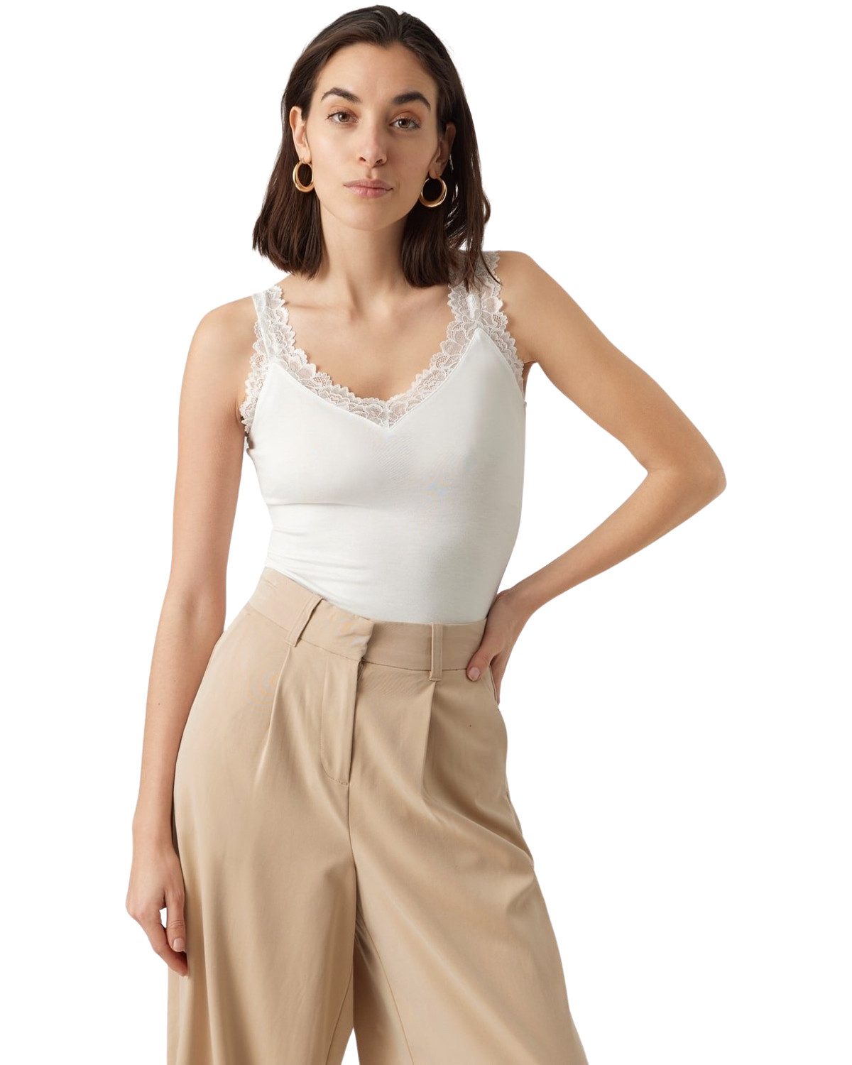 Vero Moda Spitzentop (Set, 2er-Pack) Basic Tank Top Unifarben im Doppelpack