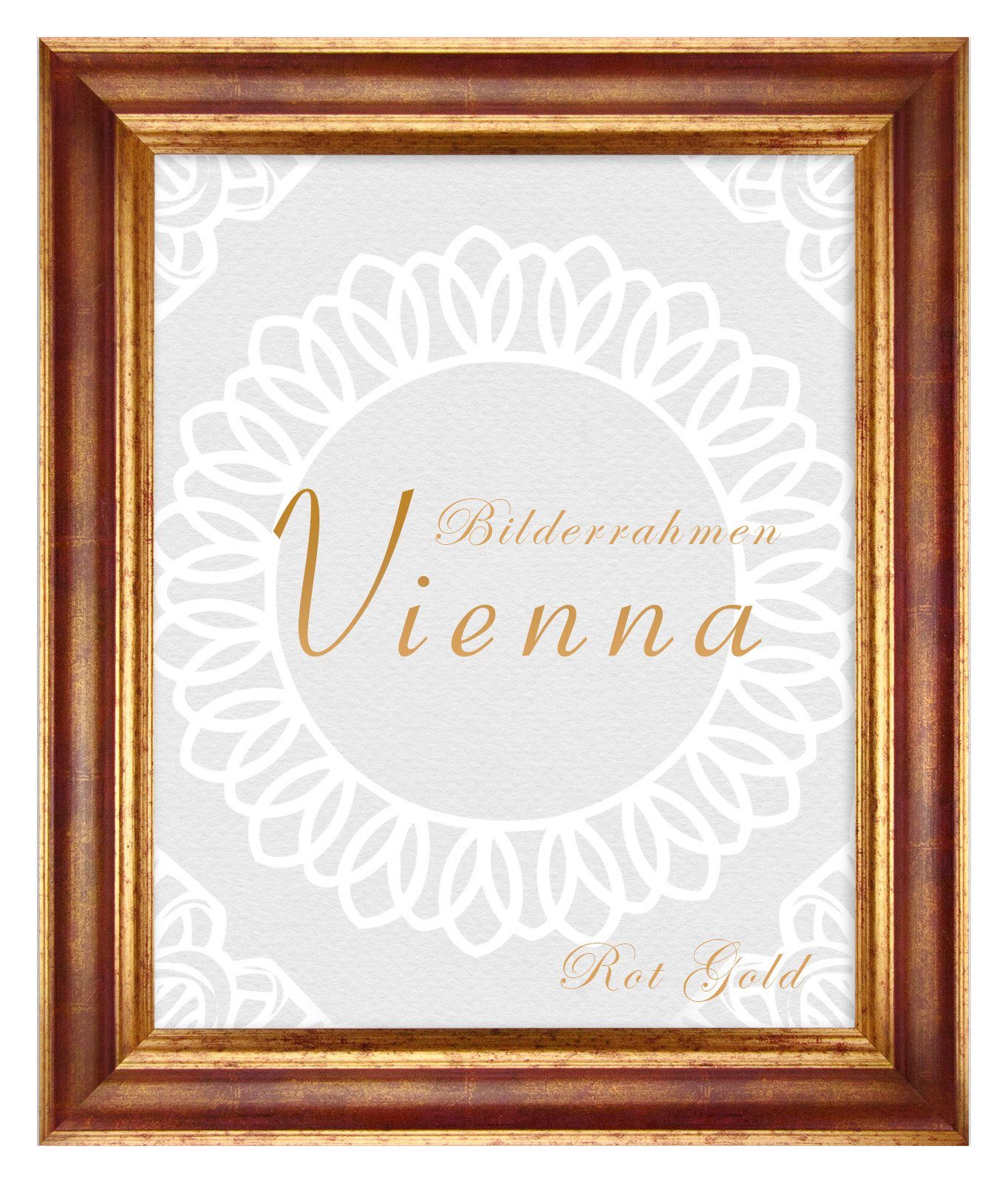 Einzelrahmen Bilderrahmen Vienna, (1 Stück), 20x20 cm, Rot Gold, Holz