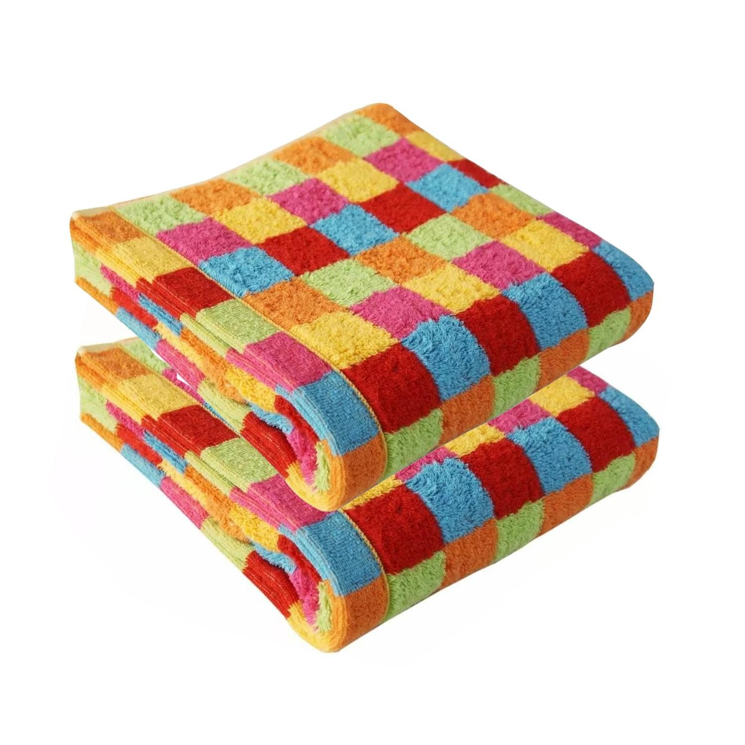 Cawö Handtuch 2 Stück Cawö Life Style Handtücher 7017-25 kariert muilticolor 50x100, Walkfrottier (2-St), 100% Baumwolle
