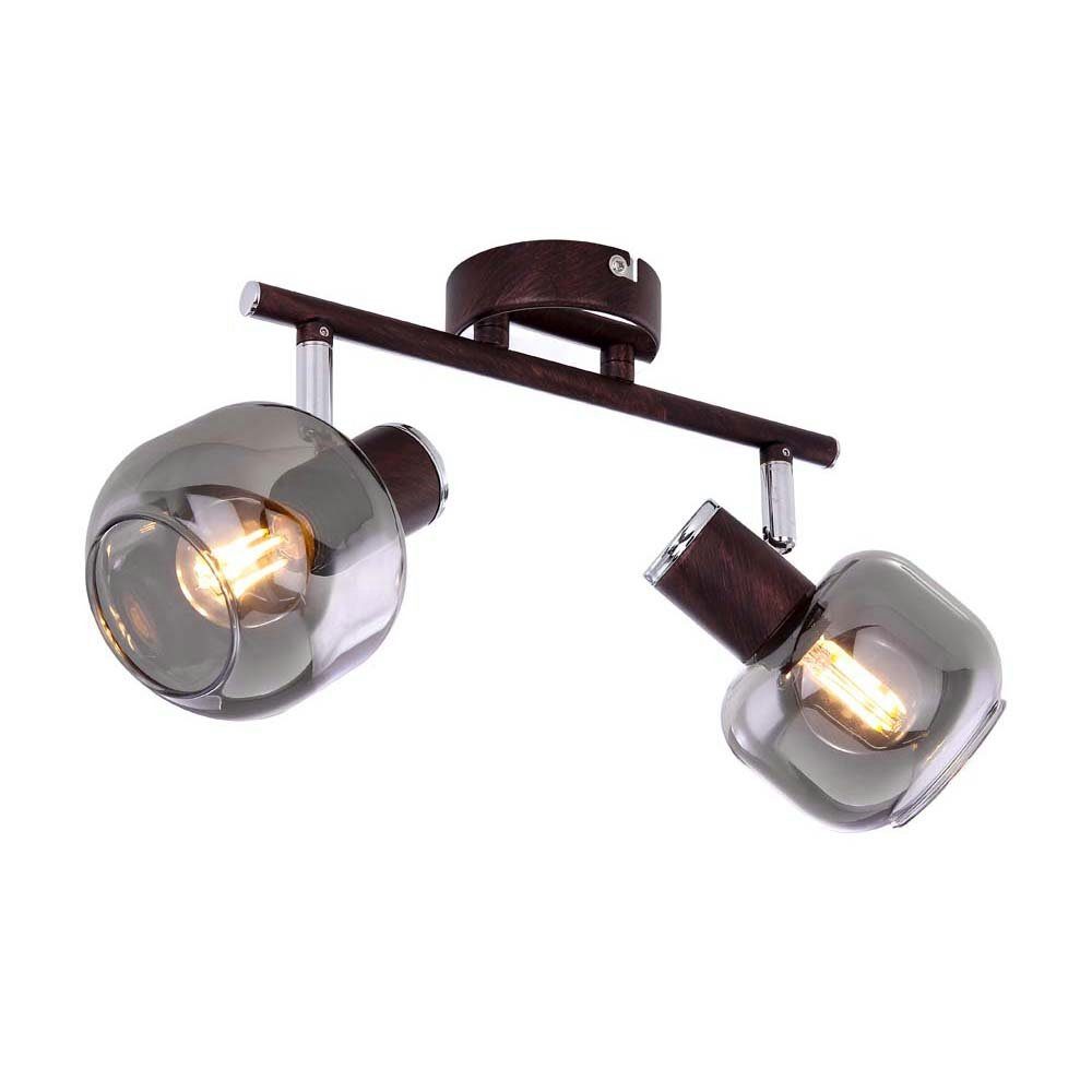 Leuchtmittel Bronze inklusive, Deckenspot, Beweglich etc-shop Leuchte Metall Decken LED Chrom nicht Lampe Wohn Glas Spots