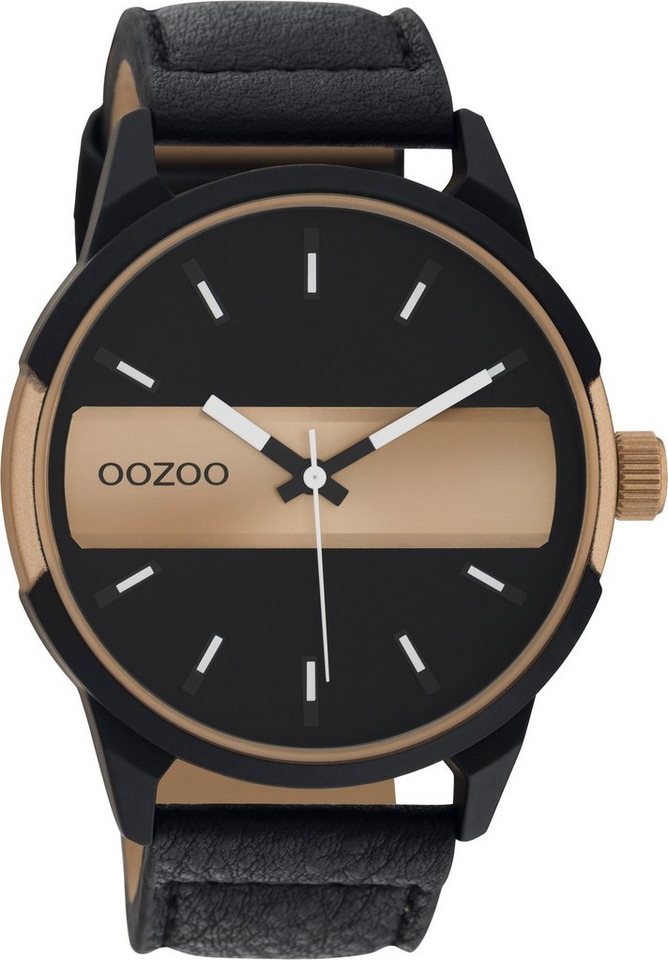 OOZOO Quarzuhr C11001, Metallgehäuse, schwarz-champagnerfarben  IP-beschichtet, Ø ca. 48 mm