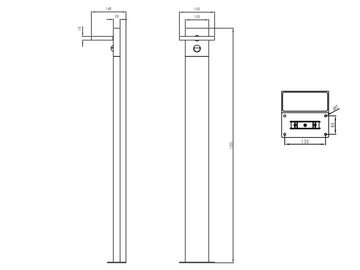 meineWunschleuchte LED Pollerleuchte, LED fest integriert, Warmweiß, 2er-Set Wegeleuchten Anthrazit 100cm, Garten-Wegbeleuchtung beleuchten