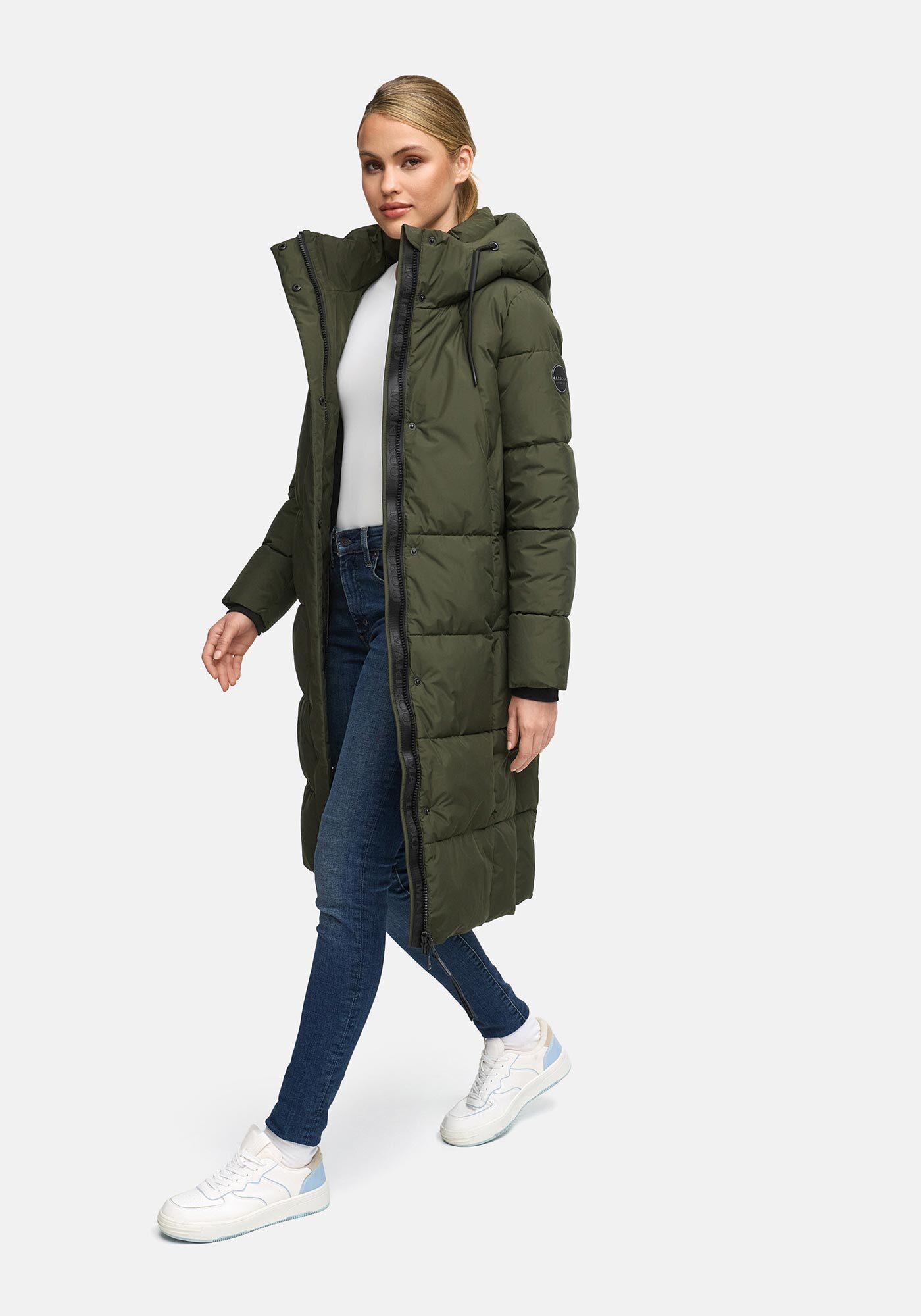 Marikoo Winterjacke Chumanii Warmer Wintermantel mit langem Schnitt für kalte Tage.
