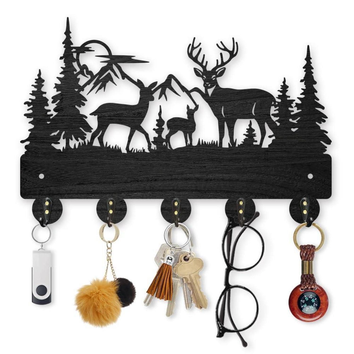 LuxusKollektion Schlüsselleiste Wandhaken Hirsch Motiv 5 Haken