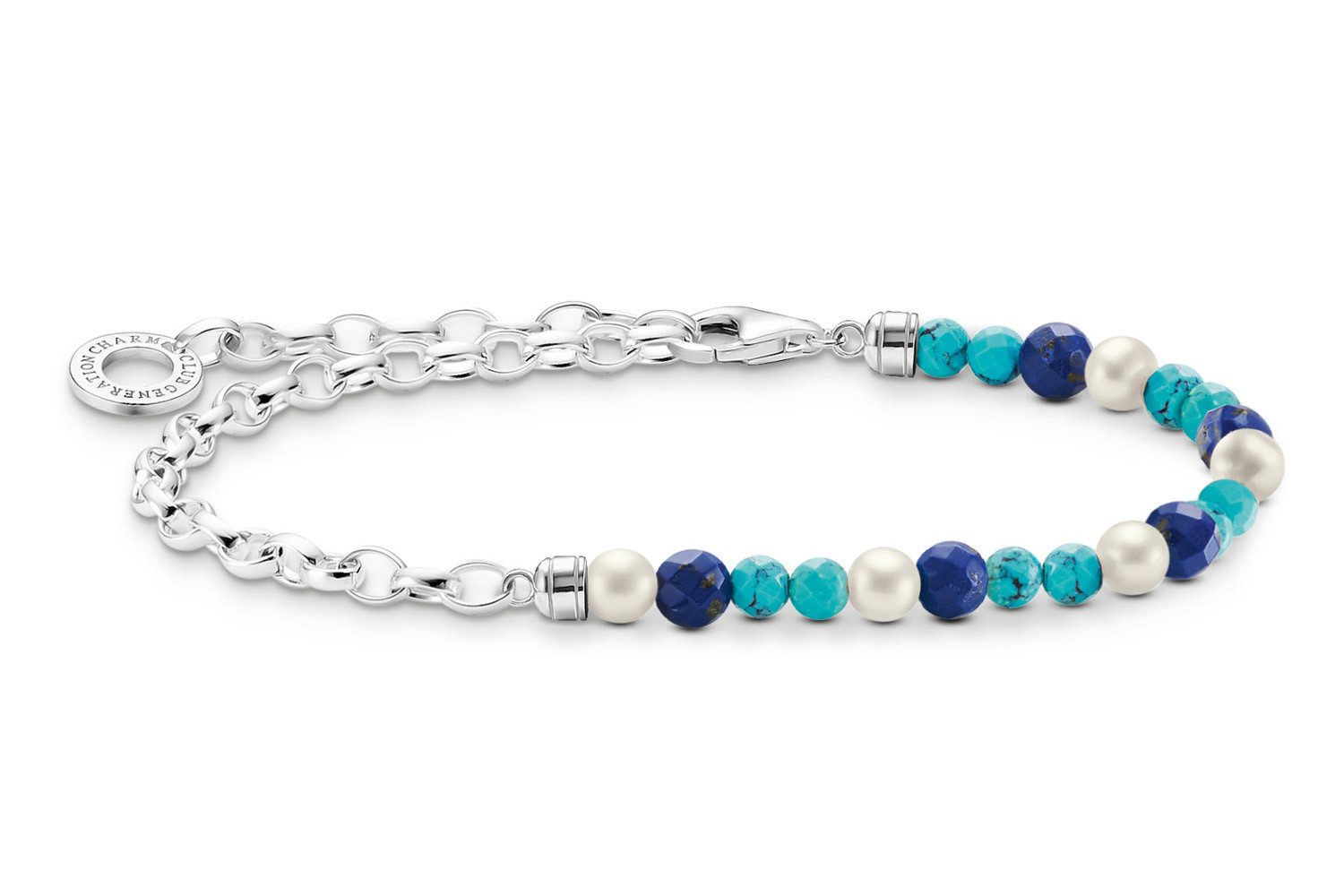 Charm-Armband Charm-Perlen und Blaue Beads