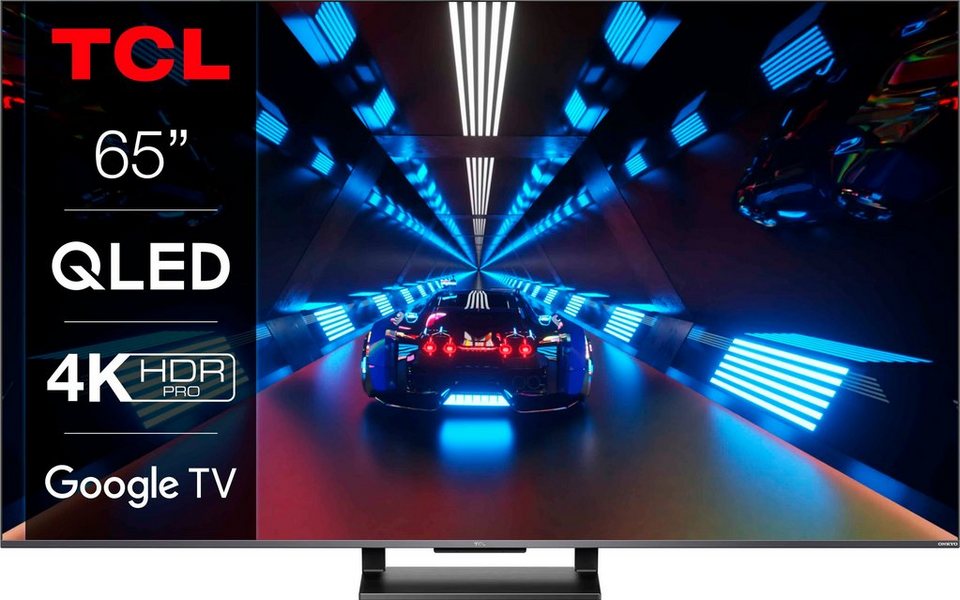 TCL 65C731X1 QLED-Fernseher (164 cm/65 Zoll, 4K Ultra HD, Google TV, Smart- TV, 4K HDR Pro, Dolby Atmos, HDMI 2.1, Metallgehäuse, ONKYO-Sound)