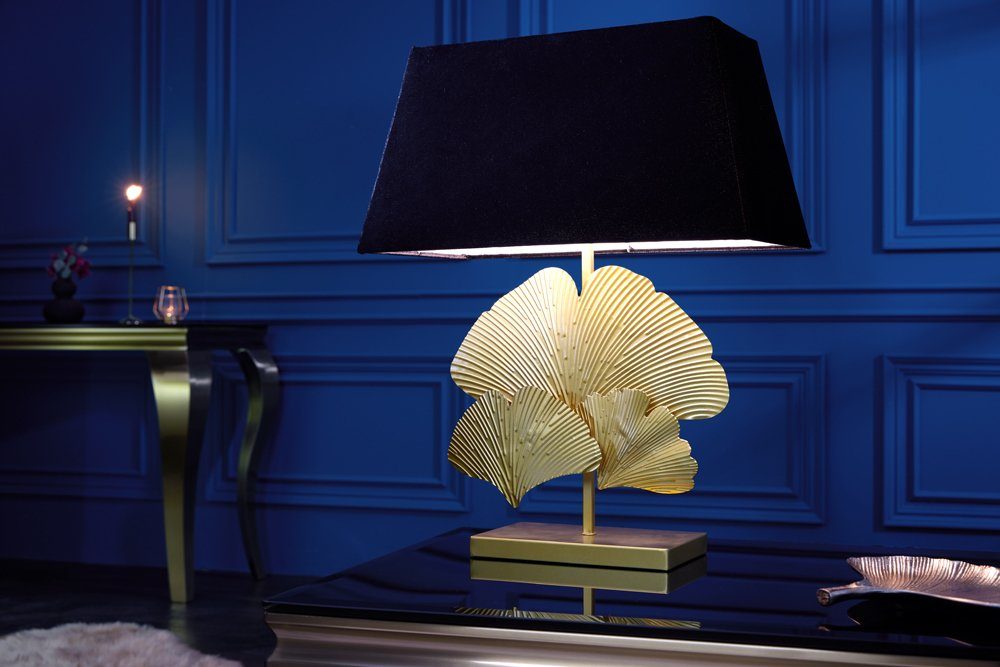 riess-ambiente Tischleuchte GINKGO 60cm gold / schwarz, Ein-/Ausschalter, ohne Leuchtmittel, Wohnzimmer · Metall · Stoff · Modern · Dekoration | Tischlampen