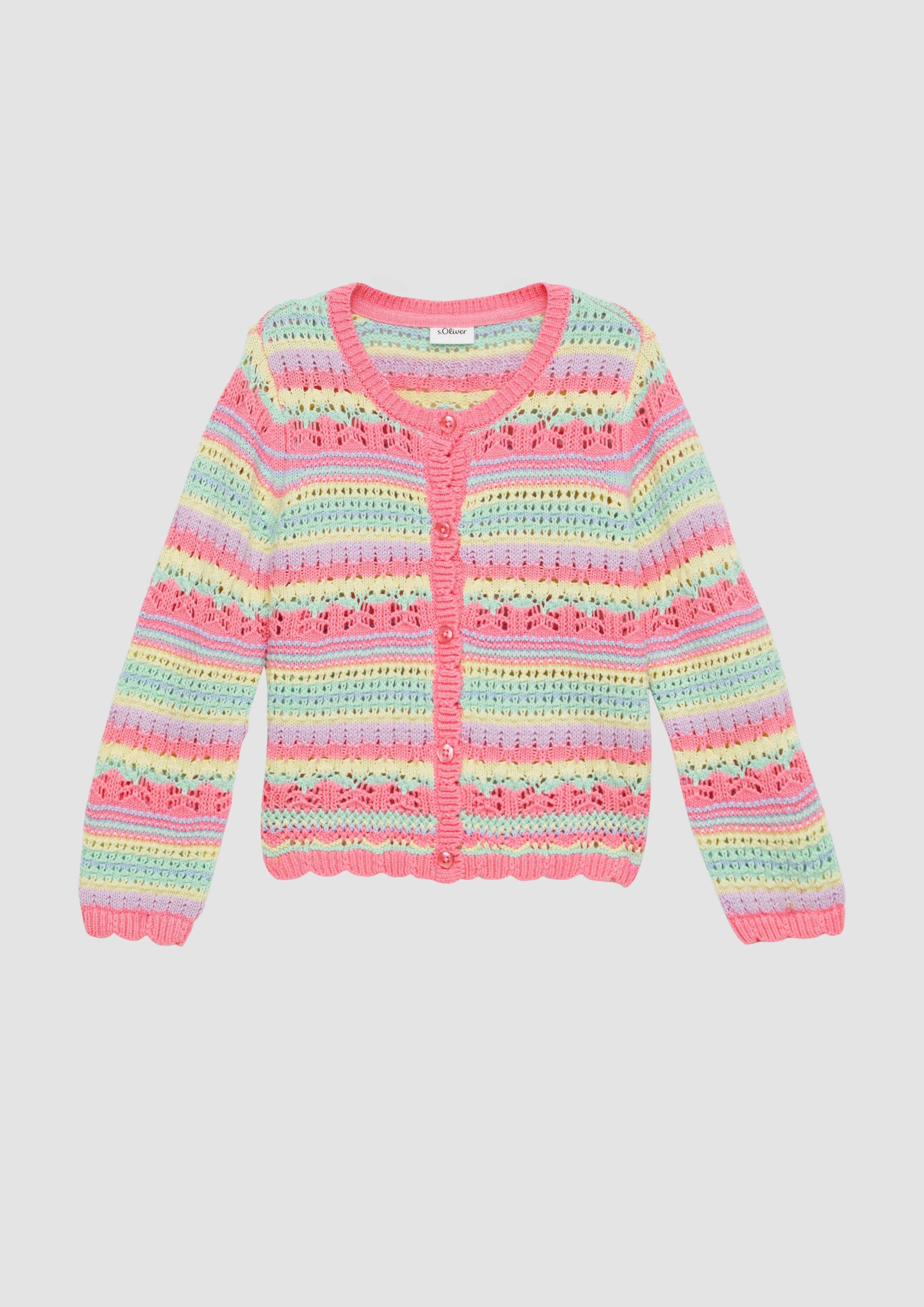 Strickjacke Strickcardigan mit Ajour-Streifenmuster