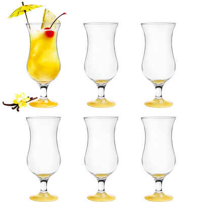 PLATINUX Cocktailglas »Cocktailgläser«, Glas, 400ml (max. 470ml) Set (6-Teilig) Longdrinkgläser Partygläser Milkshake Glas Groß Gelb