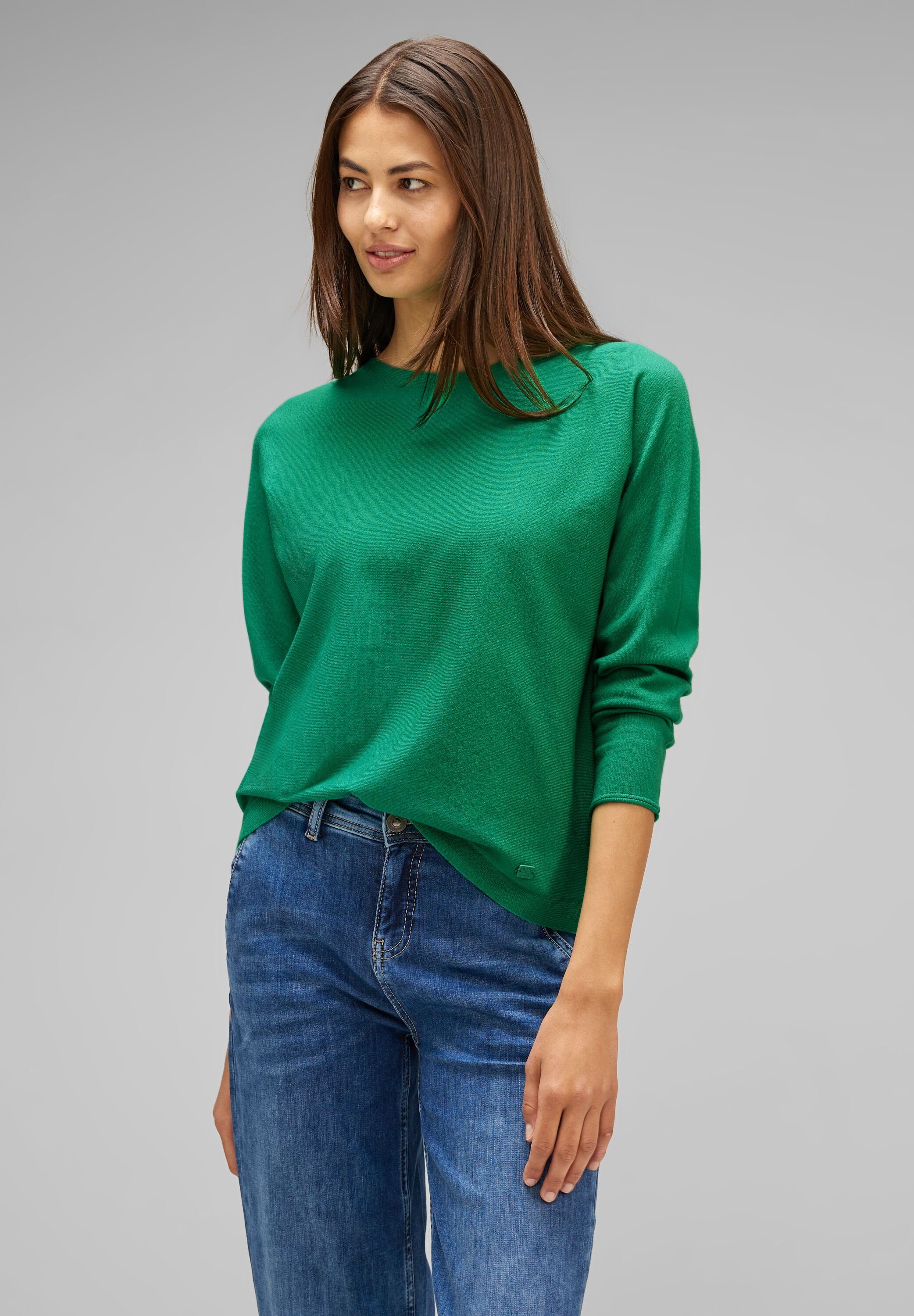 STREET ONE Rundhalspullover in Unifarbe