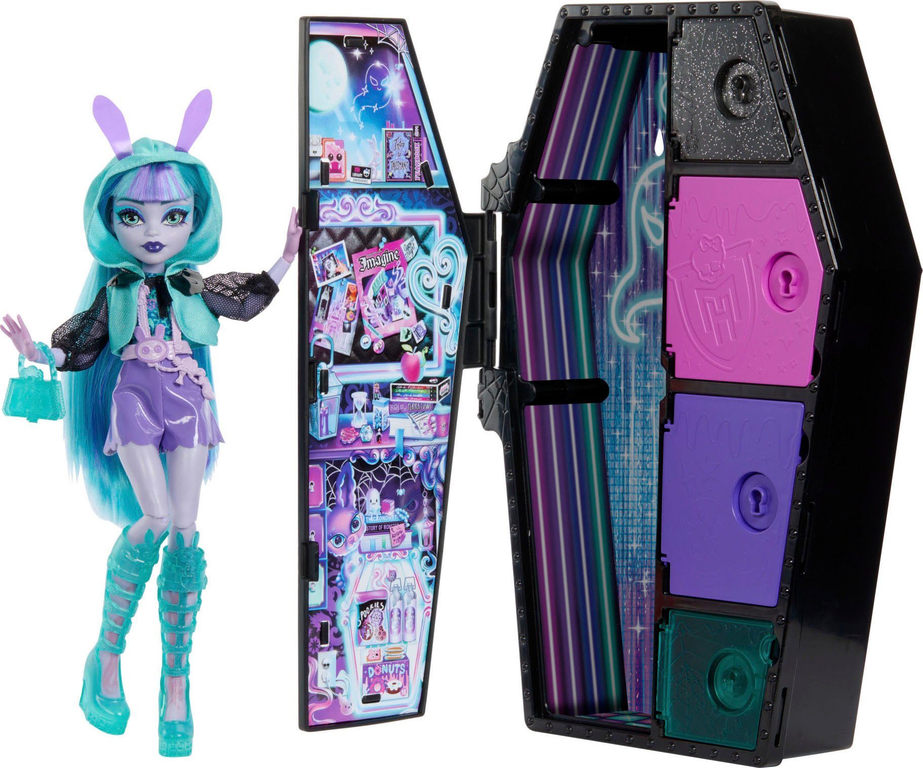 Mattel® Anziehpuppe Monster High, Frights, Secrets: Twyla Neon Skulltimate