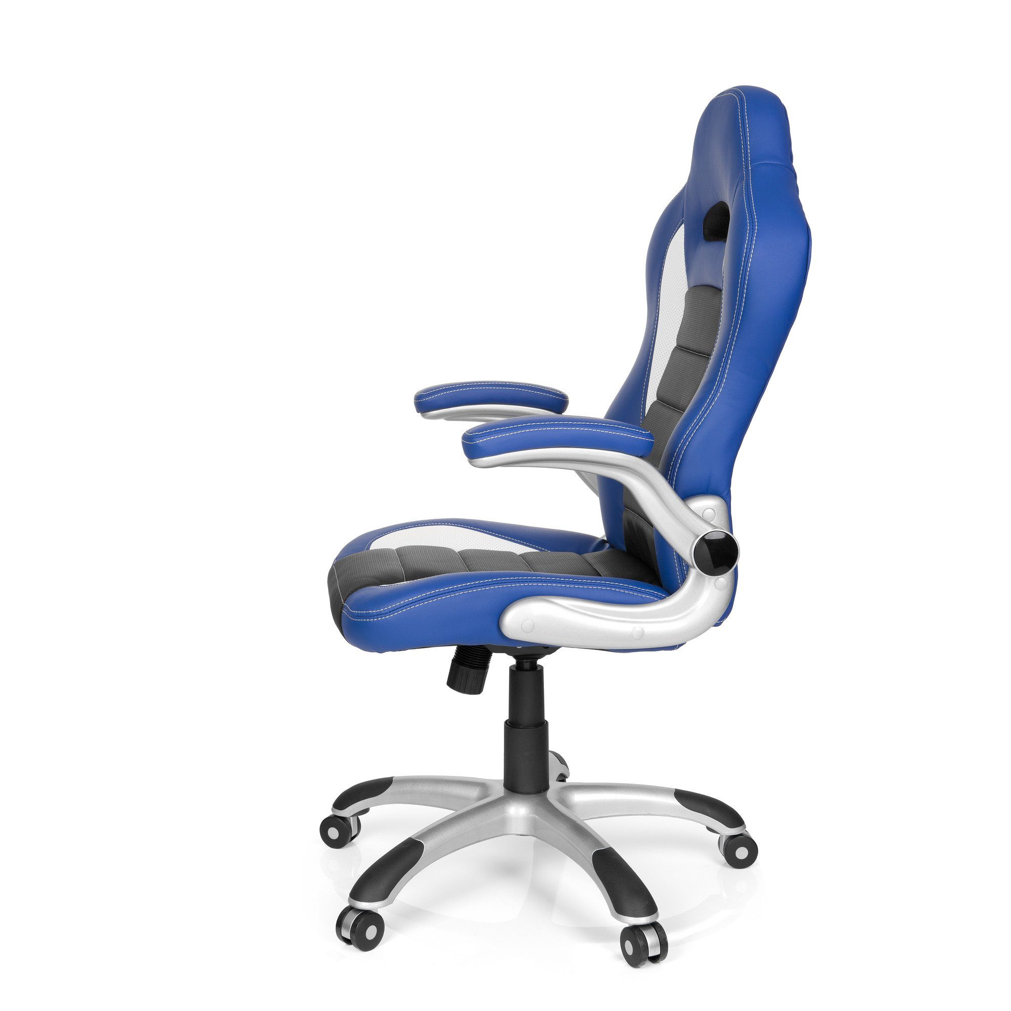 ergonomisch SPORT / Schwarz GAME Drehstuhl hjh Blau Weiß Gamingstuhl Kunstleder, OFFICE /