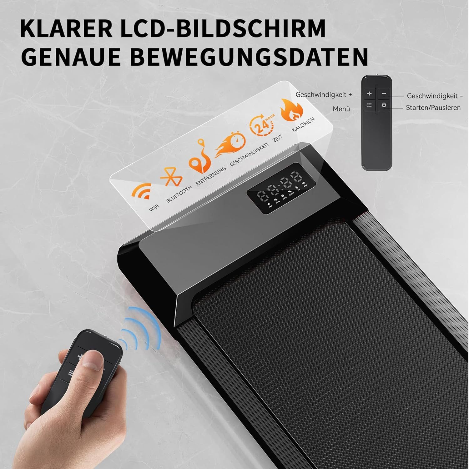 Athlix Laufband Laufband für Zuhause mit App und Fernbedienung, Walking Pad, 1-6 km/h, mit App, max 136KG, unter 45dB