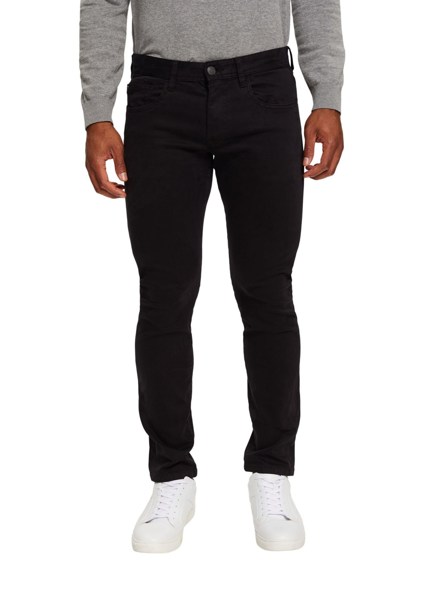 Esprit BLACK Slim-Fit-Hose aus organischer Baumwolle Stoffhose