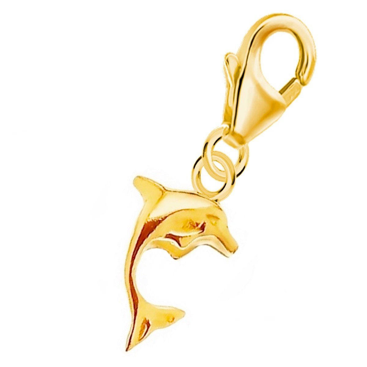 Bettelarmband für Gliederarmband Hufeisen (inkl. oder Silber Delphin Halskette Charm-Einhänger Anhänger Goldene Etui), Vergoldet Karabiner Charm 925