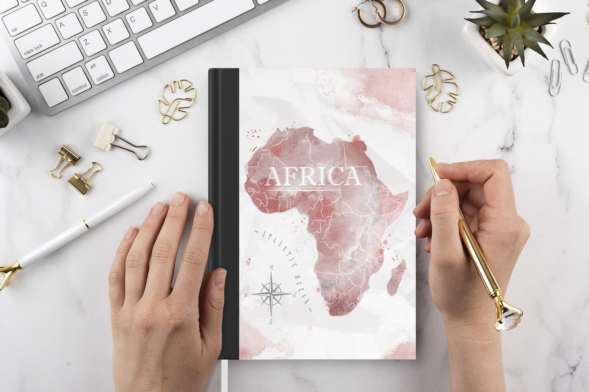 Tagebuch, A5, - Seiten, Afrika - Merkzettel, Notizheft, Haushaltsbuch Aquarell Notizbuch 98 Karte Journal, MuchoWow Kompass, -