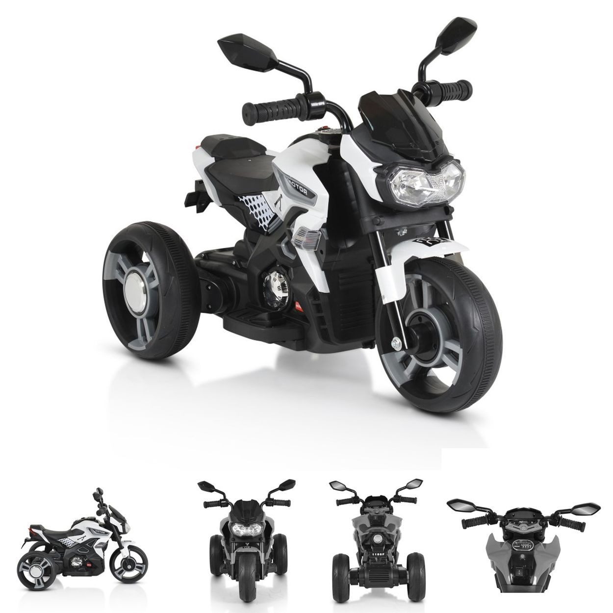 Moni Elektro-Kindermotorrad Kinder Elektromotorrad Colombo, Belastbarkeit 25 kg, Scheinwerfer, zwei Motoren, MP3, bis 7 km/h