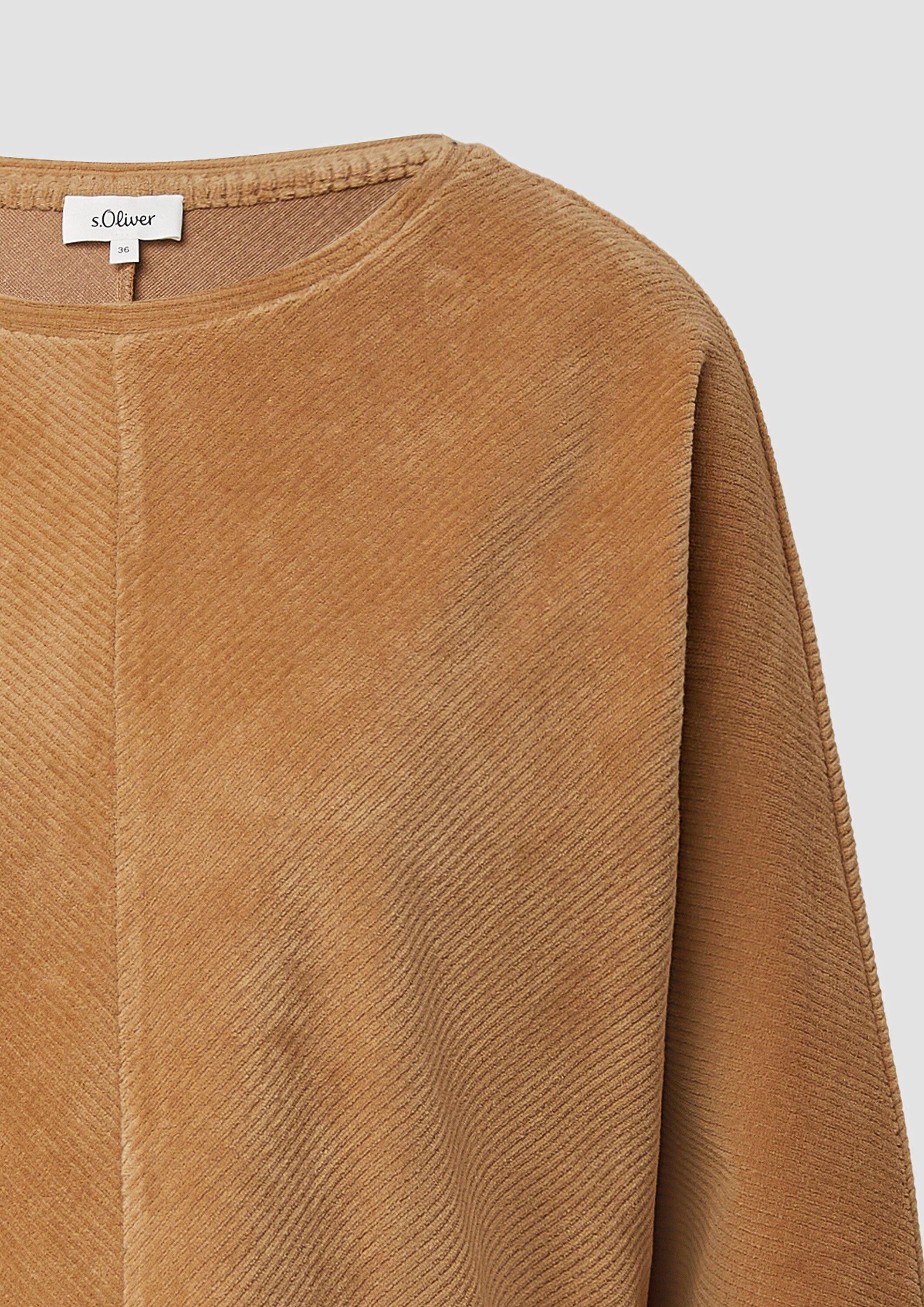 s.Oliver 3/4 Arm-Pullover Sweatshirt Cord-Shirt mit Teilungsnaht und Fledermausärmeln
