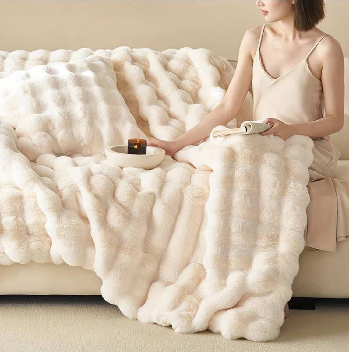 Wohndecke Kunstkaninchenfleece Plüschdecke 160x200 *kein fusseln günstig online kaufen