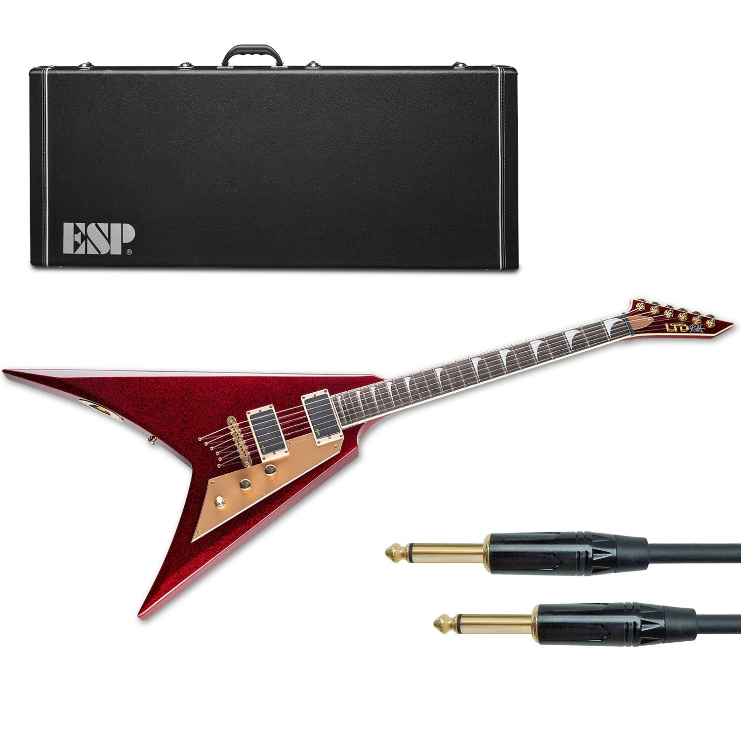 ESP E-Gitarre ESP LTD KH-V RSP Kirk Hammett Signature E-Gitarre mit Kabel, Mit Klinkenkabel