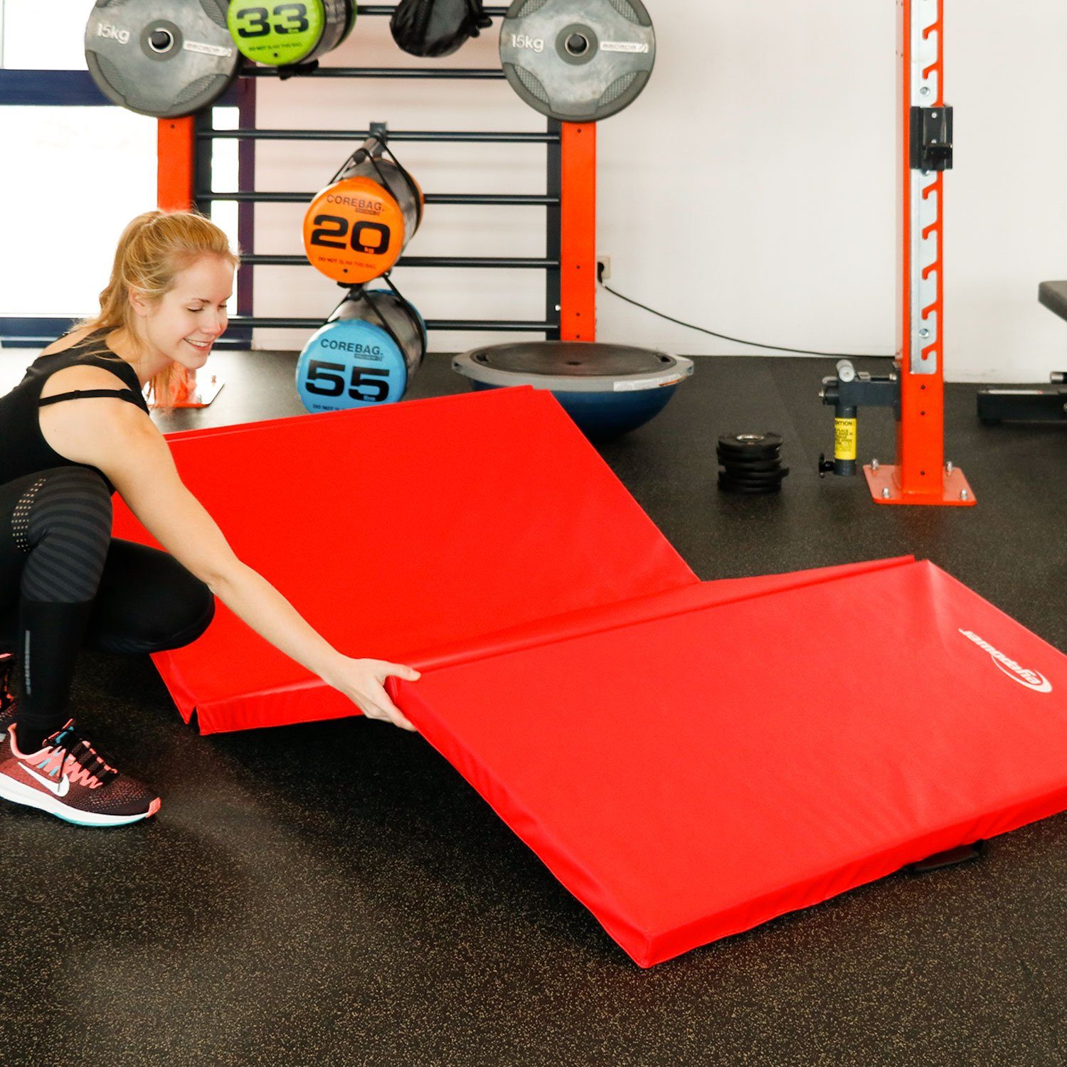 Turnmatte, Fitnessmatte 240x120x5cm XXL eyepower Weichbodenmatte rot Faltbare Weichbodenmatte