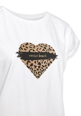 Venice Beach Kurzarmshirt mit Frontprint, T-Shirt aus Baumwolle, lockere Passform