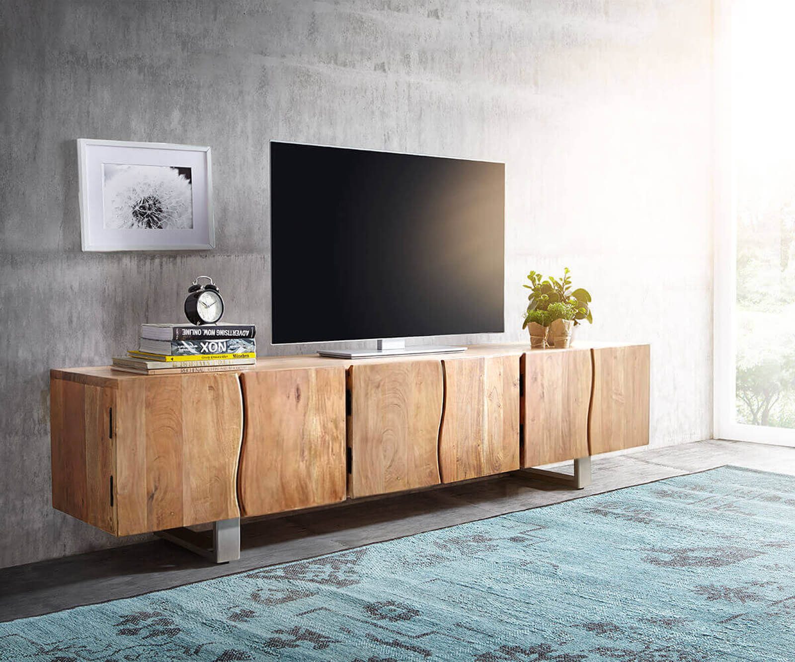 DELIFE Lowboard Live-Edge, Akazie Natur 220 günstig online kaufen