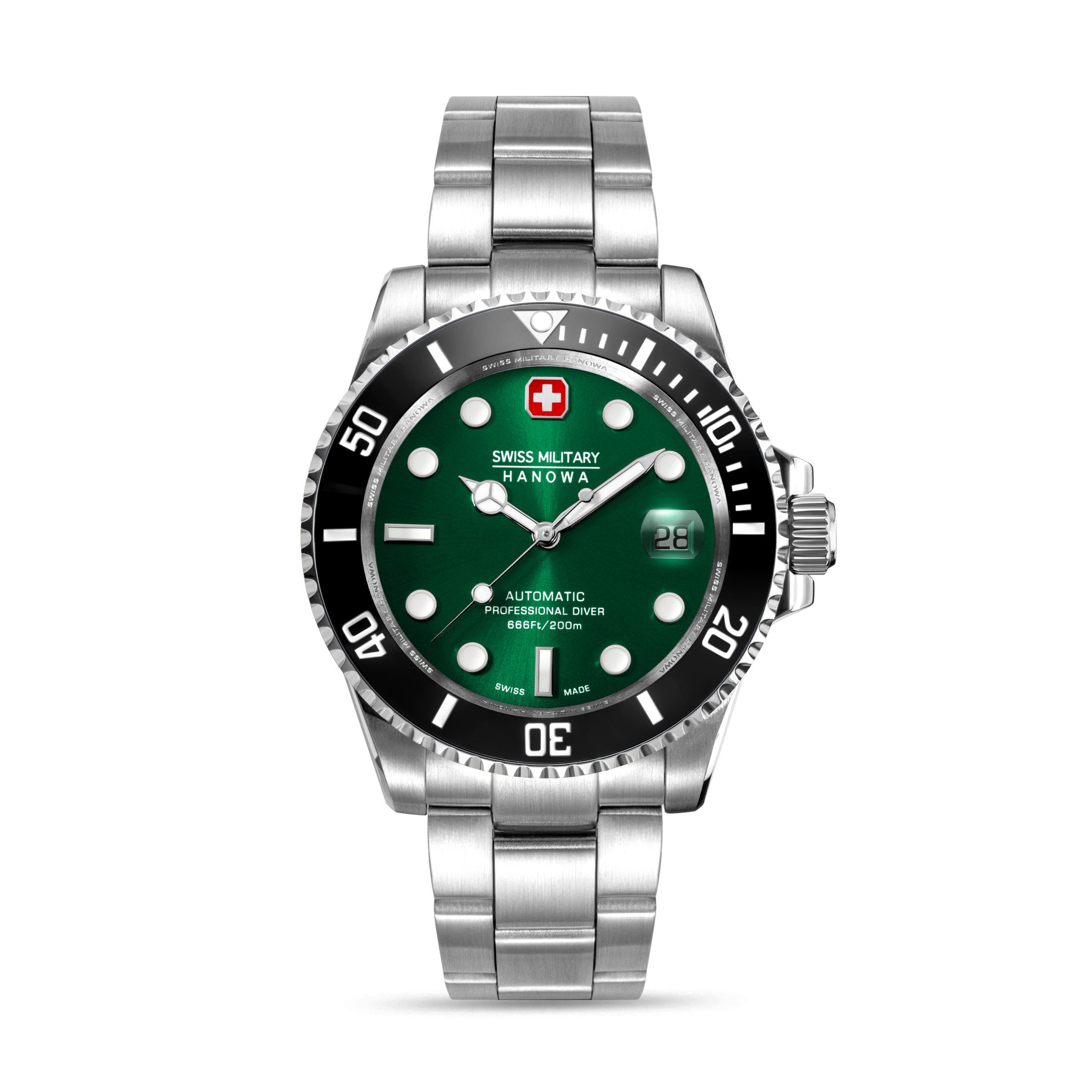 Swiss Military Hanowa Automatikuhr Sealord SMWGL0006302, Armbanduhr, Herrenuhr, Swiss Made, Mechanische Uhr, Edelstahlarmband