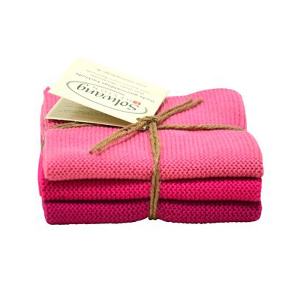 Solwang Staubwischer 3er SOLWANG Wischtuch Küchentuch Waschlappen aus Baumwolle rosa - PINK Kombi