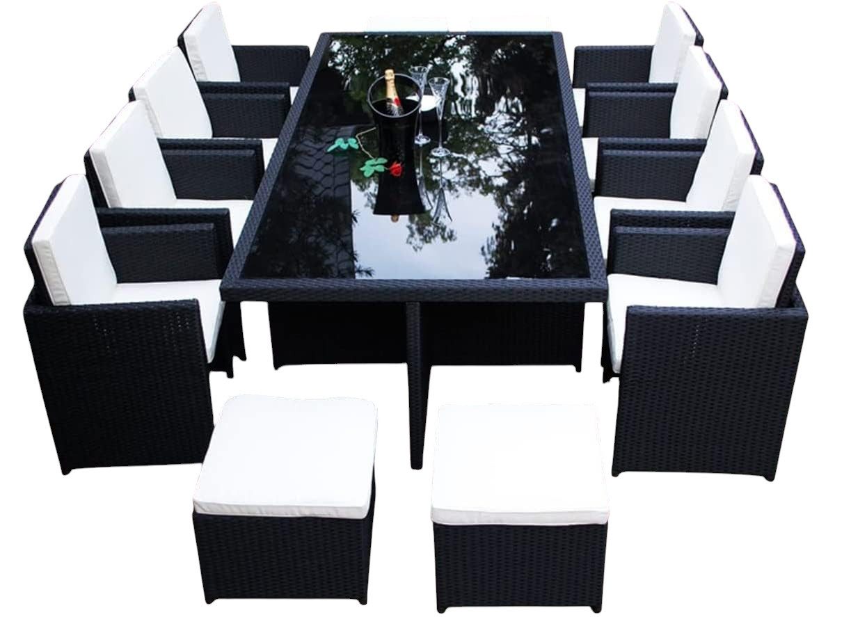 Ragnarök Мебель-Design Garten-Essgruppe Heimdall Esstisch Set 8+4, (Set, Polyrattan, Alu), Würfelsystem, klappbare Rückenlehne