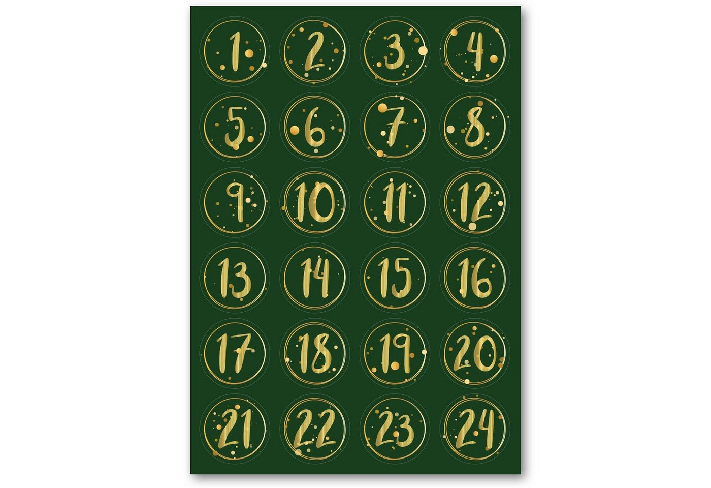 GRAVURZEILE Adventskalender Adventskalender Zahlenaufkleber zum Basteln (mit 24 farbigen Zahlen), für Weihnachten zum Selbstgestalten