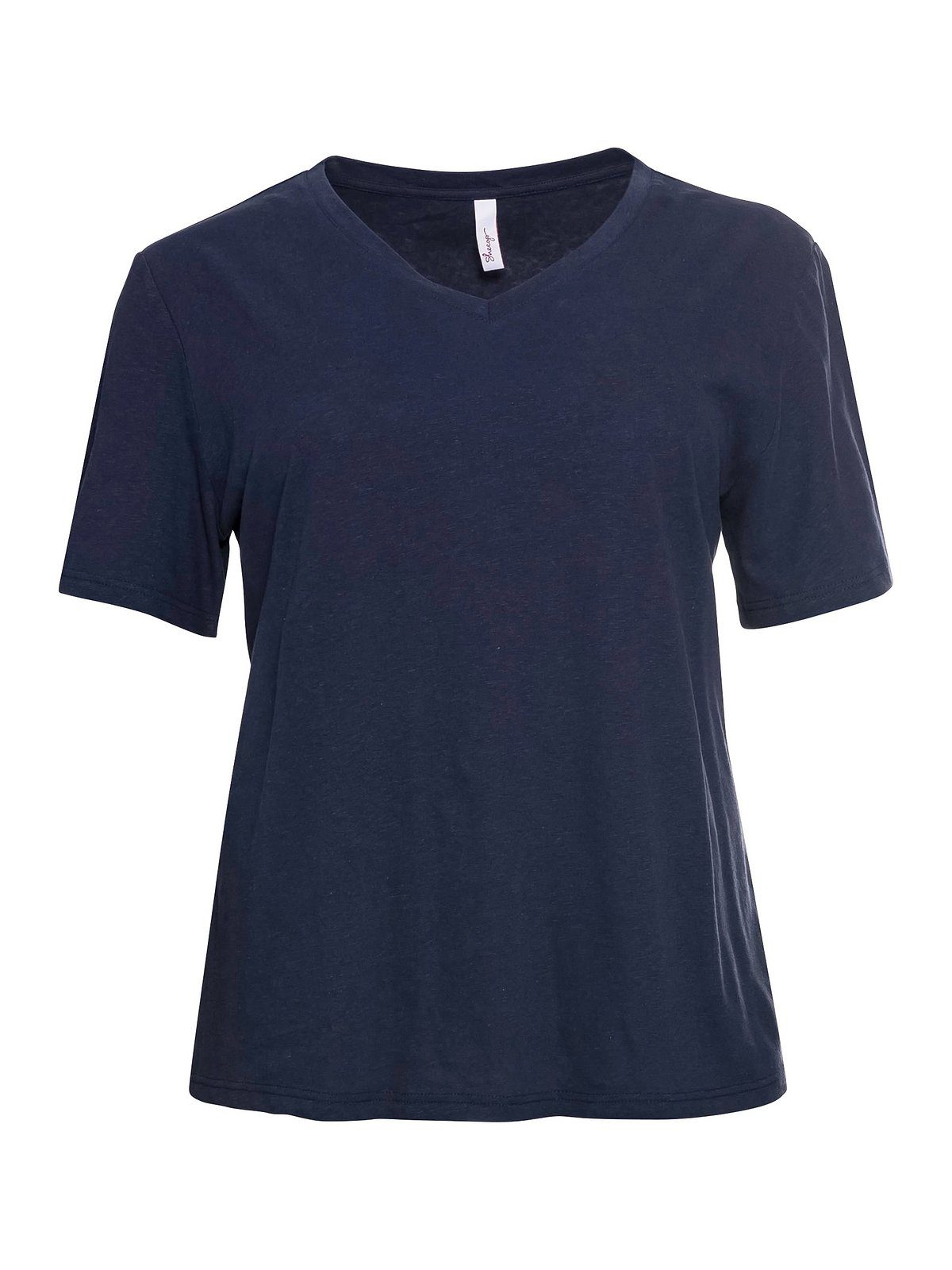 Sheego T-Shirt Große Größen marine Leinen-Viskose-Mix aus edlem