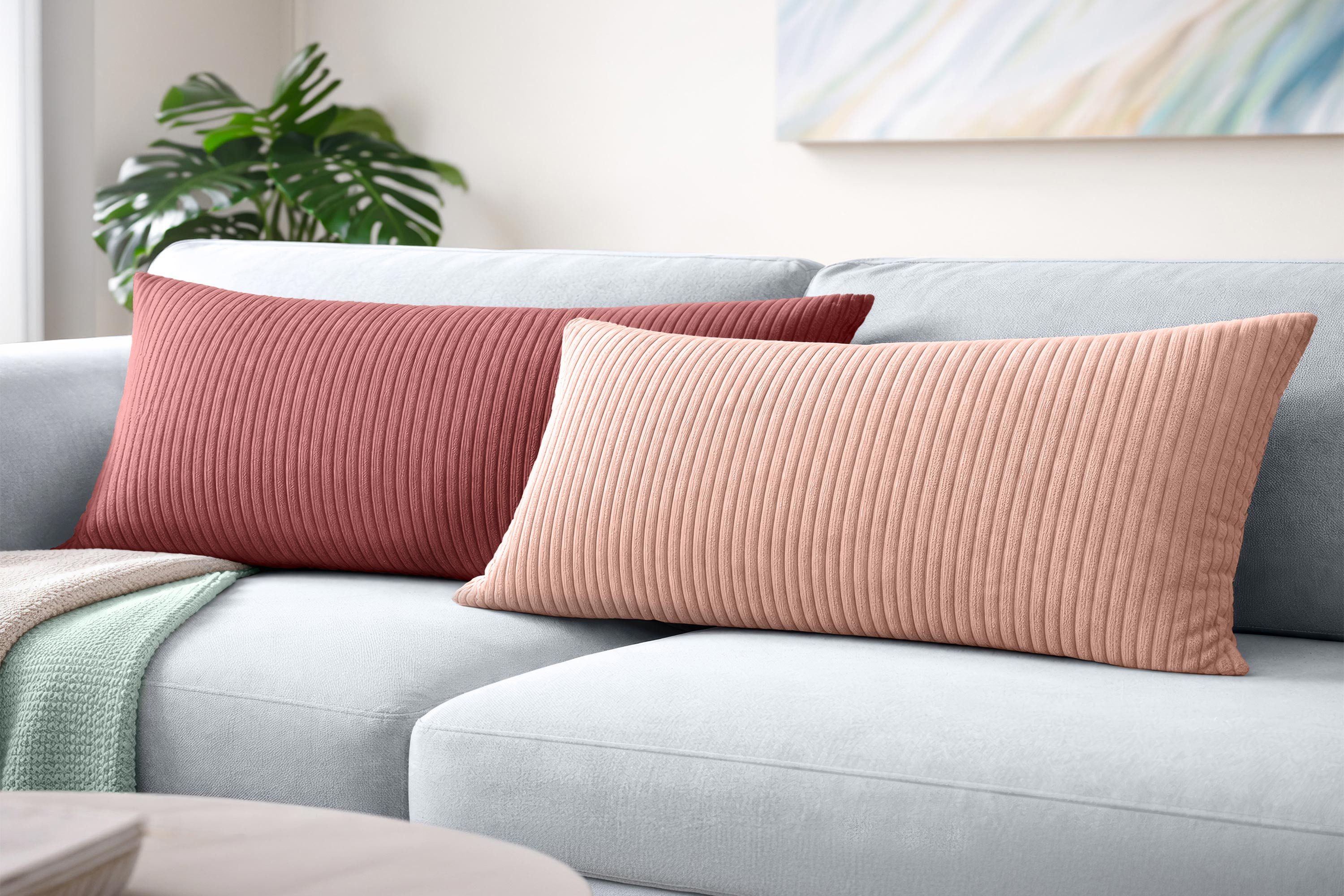 Amilian Kissenbezüge 40x80 cm 2er Set Cord-Optik Hotelverschluss - Zierkissenhülle Sofa, weich, pflegeleicht, formstabil