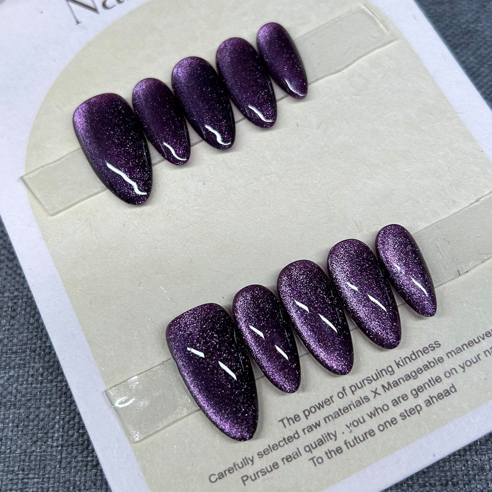JOHNRAMBO Kunstfingernägel Künstliche Nails Handgefertigte Fingernägel, 10*künstlichen Nägel, Glänzend dunkelviolett