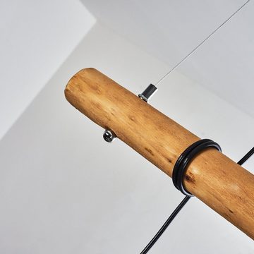 hofstein Pendelleuchte »Porzus« 3-flammige Hängelampe aus Metall/Holz in Schwarz/Braun, ohne Leuchtmittel, Hängeleuchte m. Holzstab u. gitterförmigen Schirmen, 3x E27