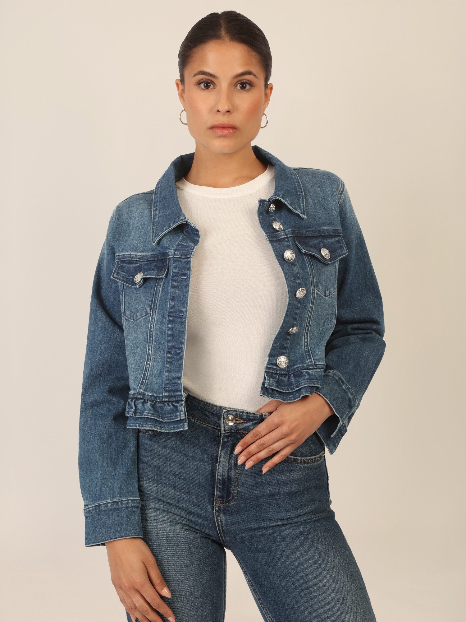 Apart Jeansjacke mit Rüschen günstig online kaufen